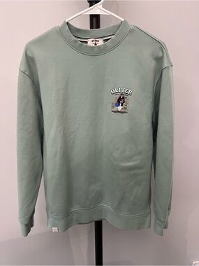 Vintage Preppy Oliver Crewneck Sweatshirt in Sage Green Size M/L